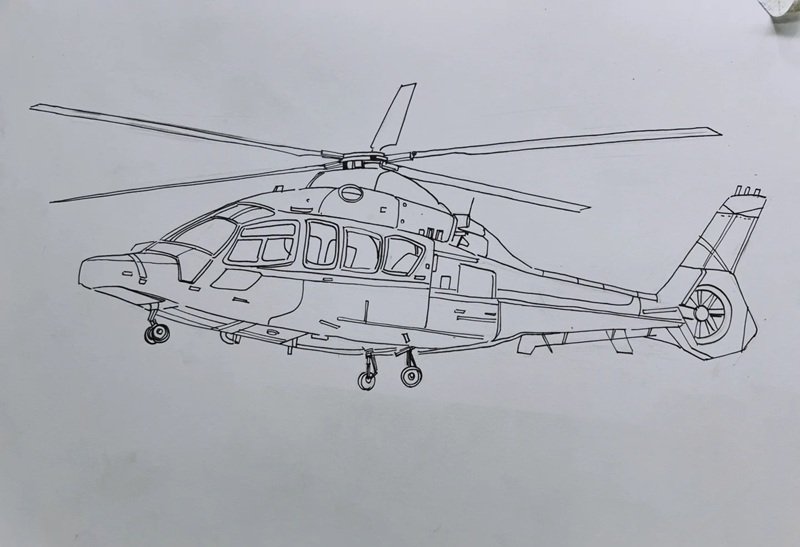 How to draw a army helicopter 3