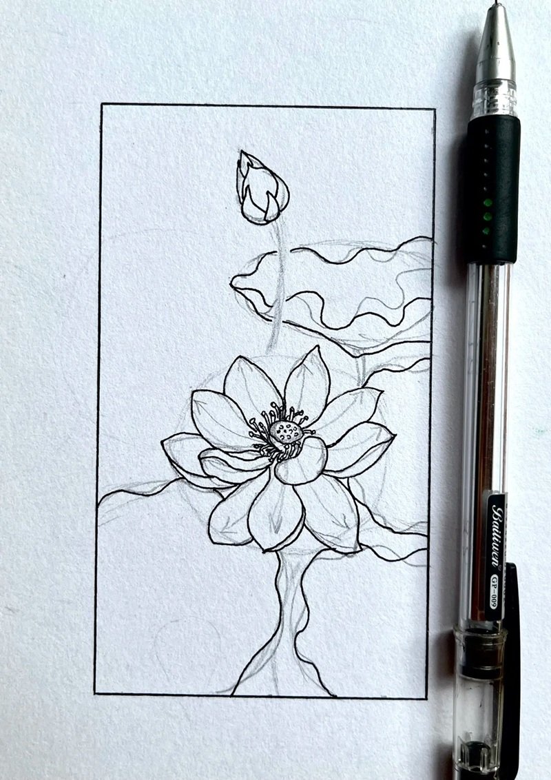 How to draw a beautiful lotus flower 8