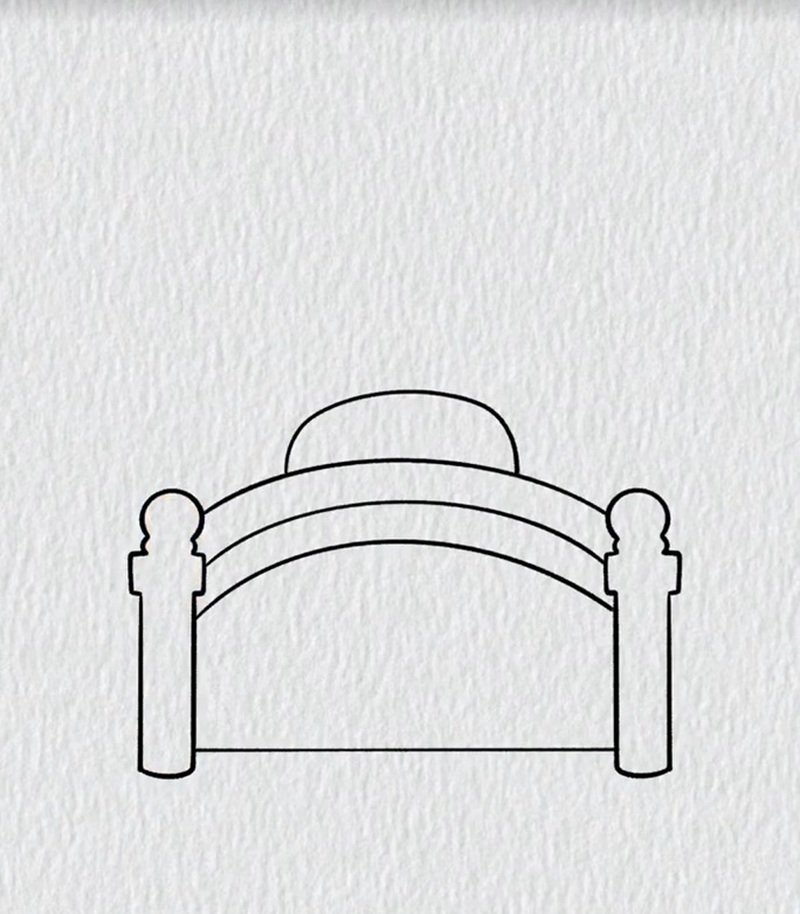 How to draw a bed step by step 3
