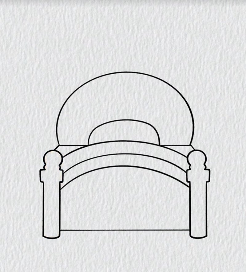 How to draw a bed step by step 4