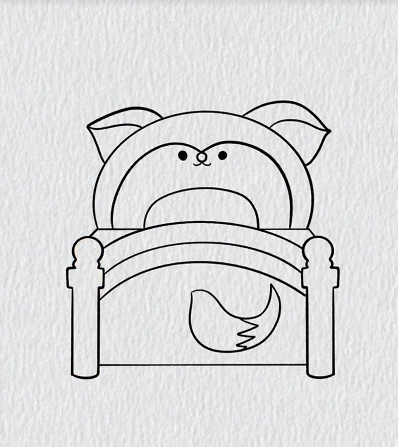 How to draw a bed step by step 5