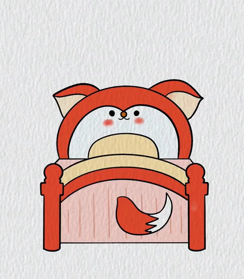How to draw a bed step by step