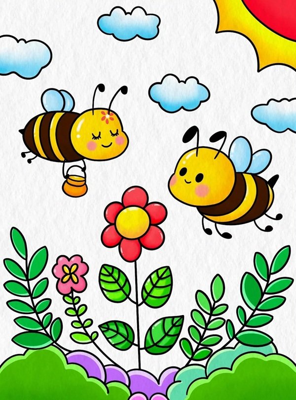 How to draw a bee easy