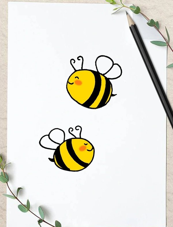 How to draw a bee step by step