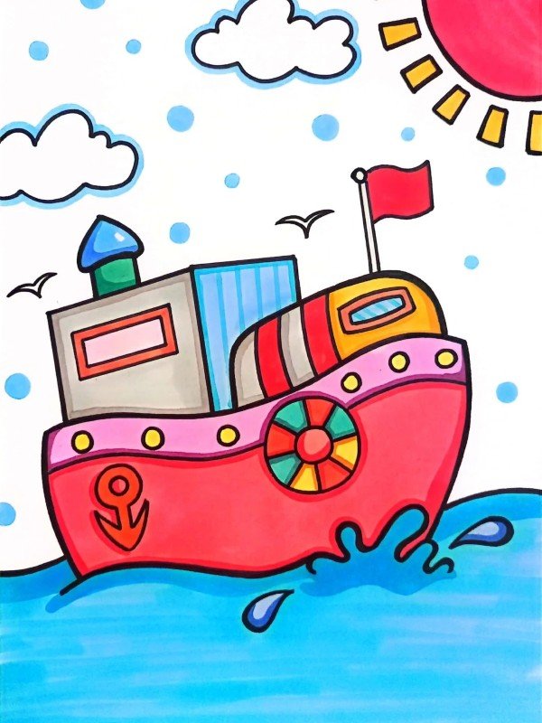 How to draw a boat easily