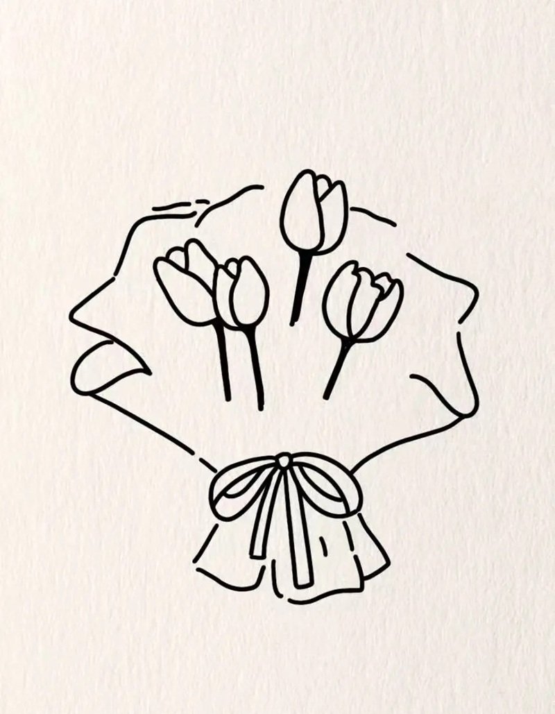 How to draw a bunch of flowers easy 4