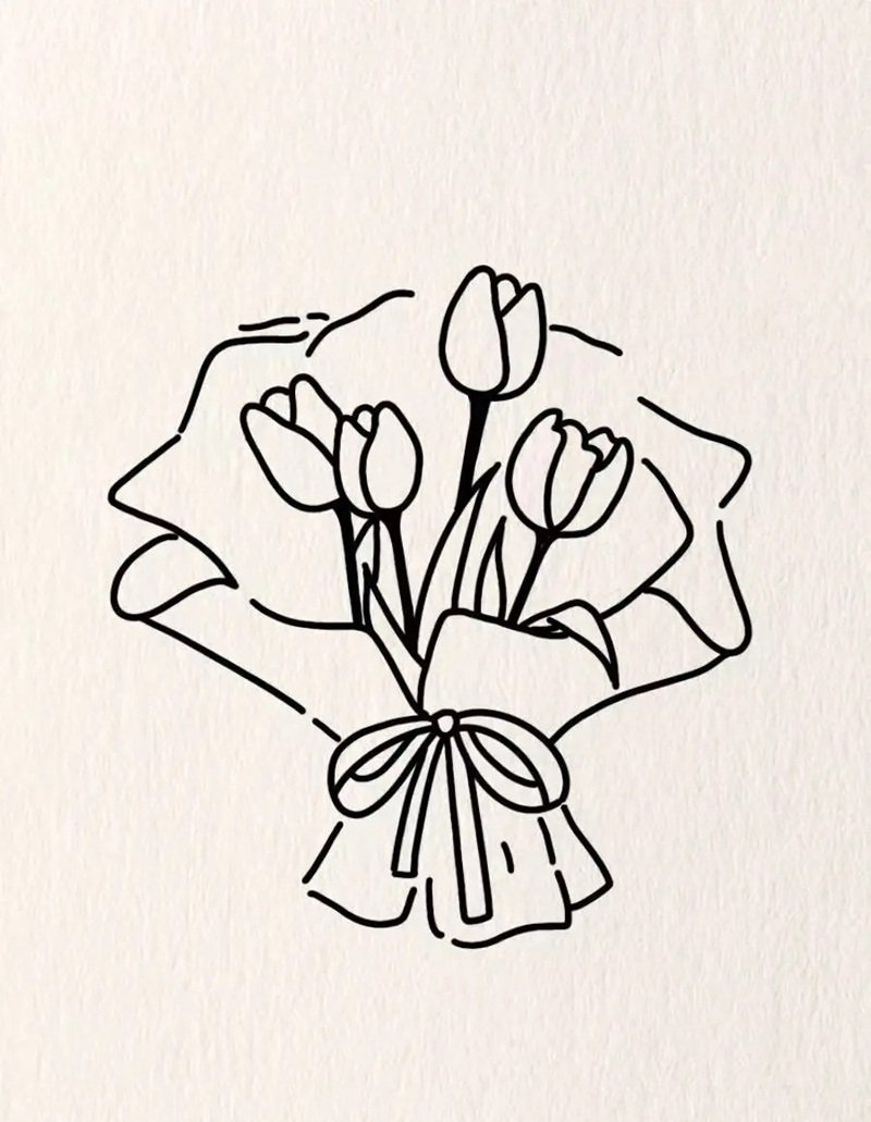 How to draw a bunch of flowers easy 5