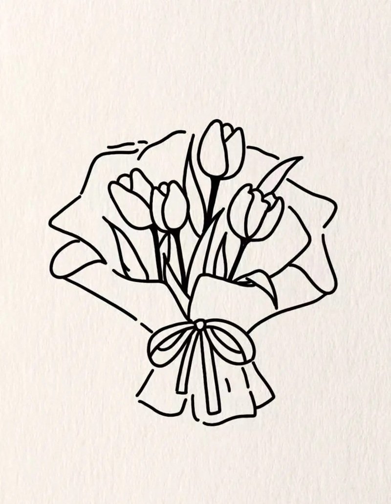 How to draw a bunch of flowers easy 6