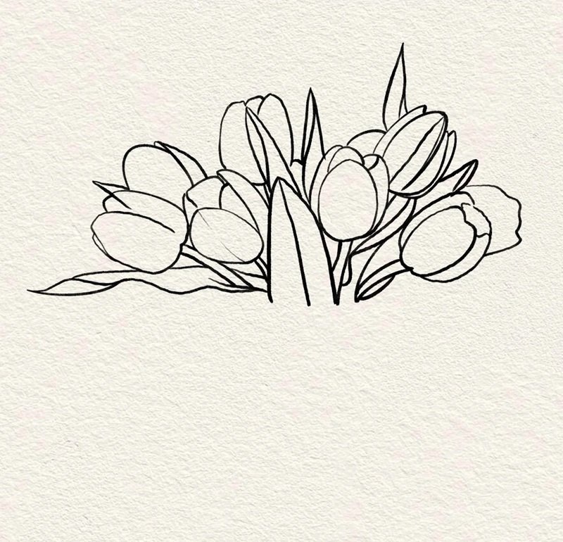 How to draw a bunch of flowers in a vase 5