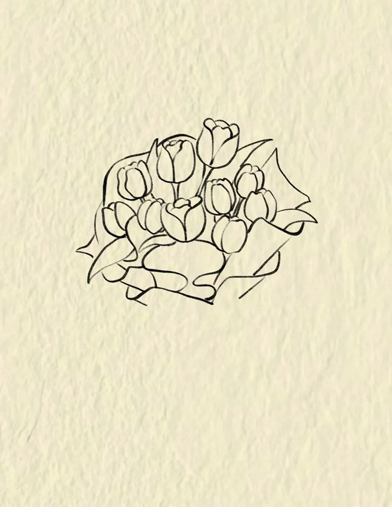 How to draw a bunch of flowers step by step 4