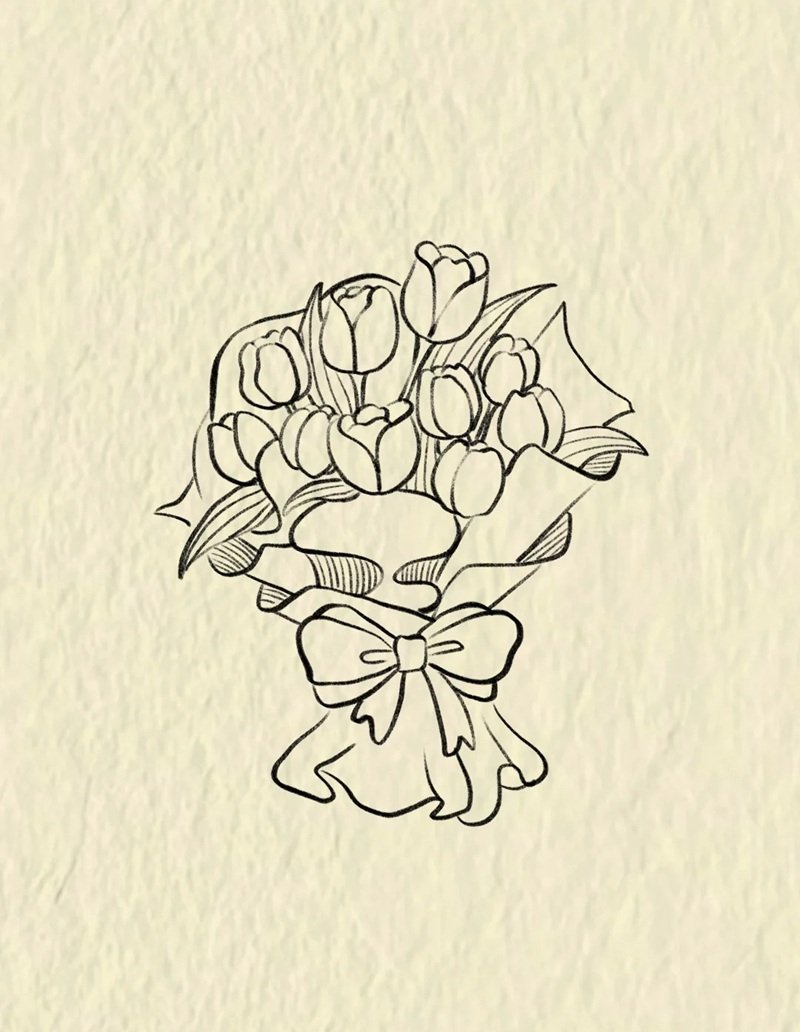 How to draw a bunch of flowers step by step 5