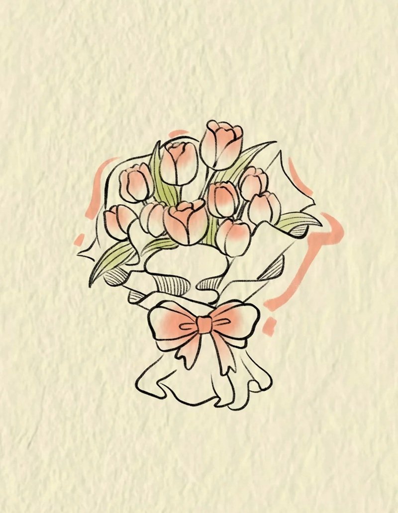 How to draw a bunch of flowers step by step