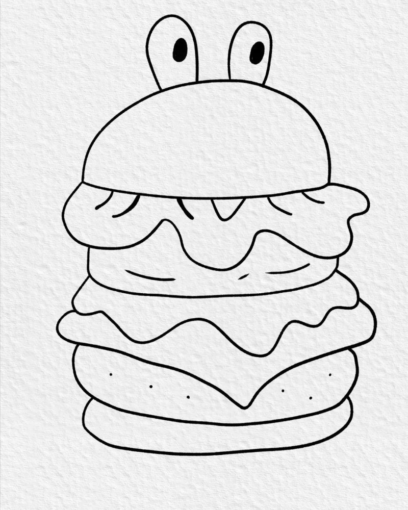 How to draw a burger step by step 10