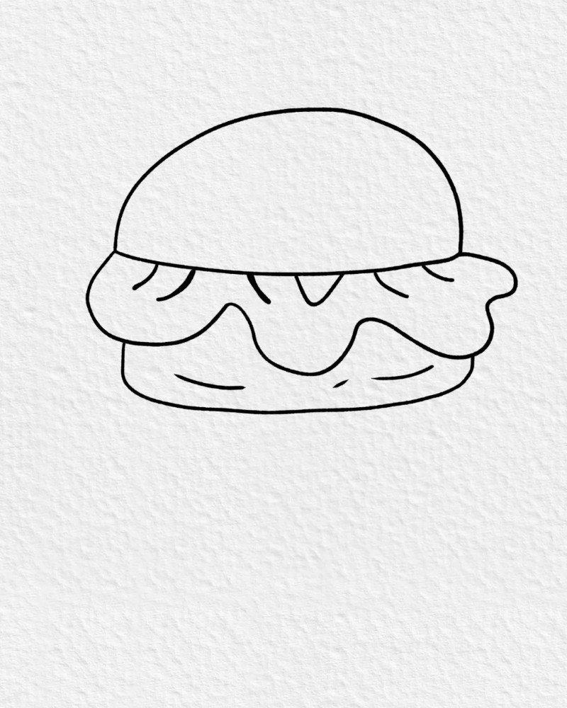How to draw a burger step by step 4