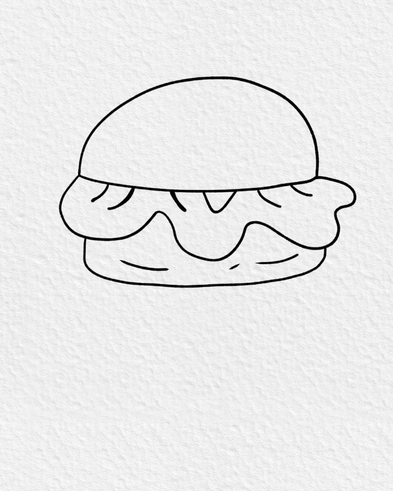 How to draw a burger step by step 5