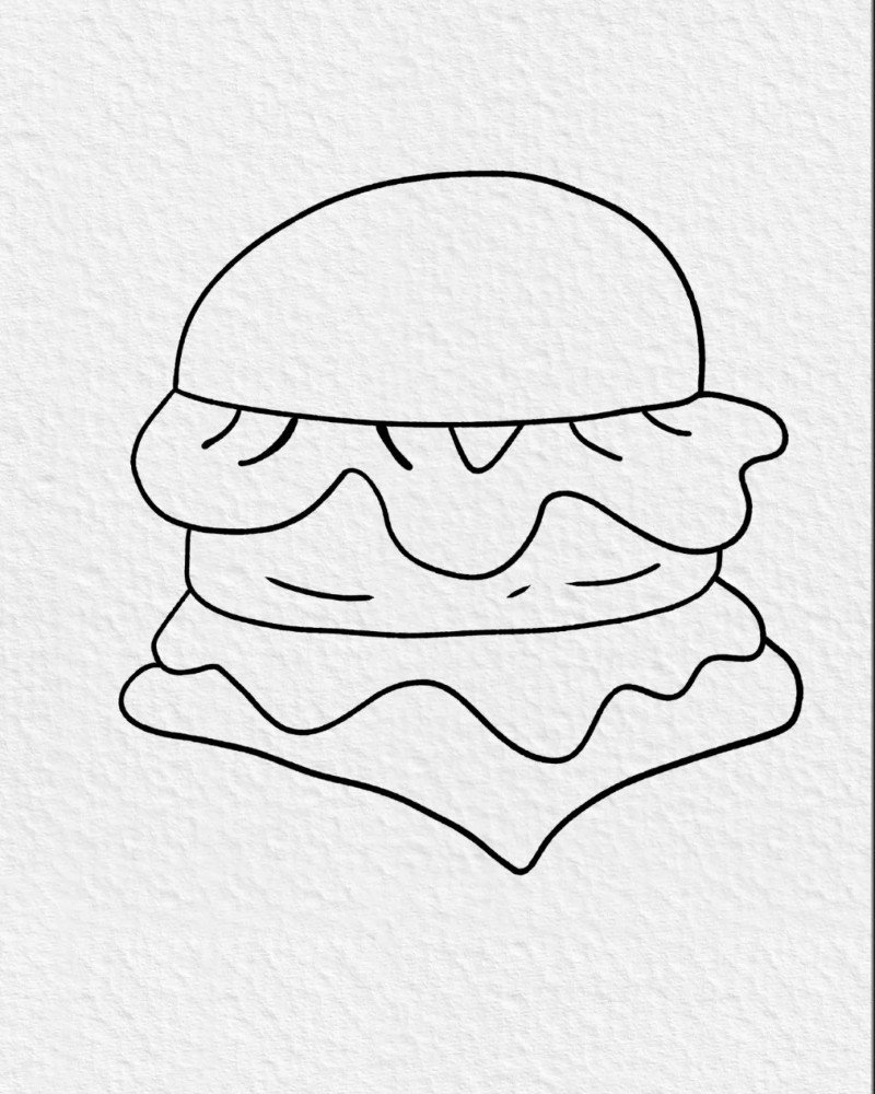How to draw a burger step by step 7