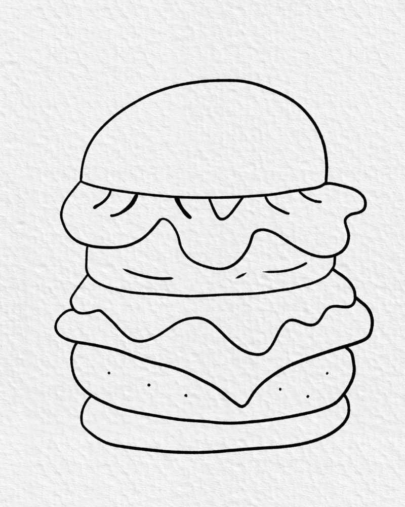 How to  draw a burger step by step 9