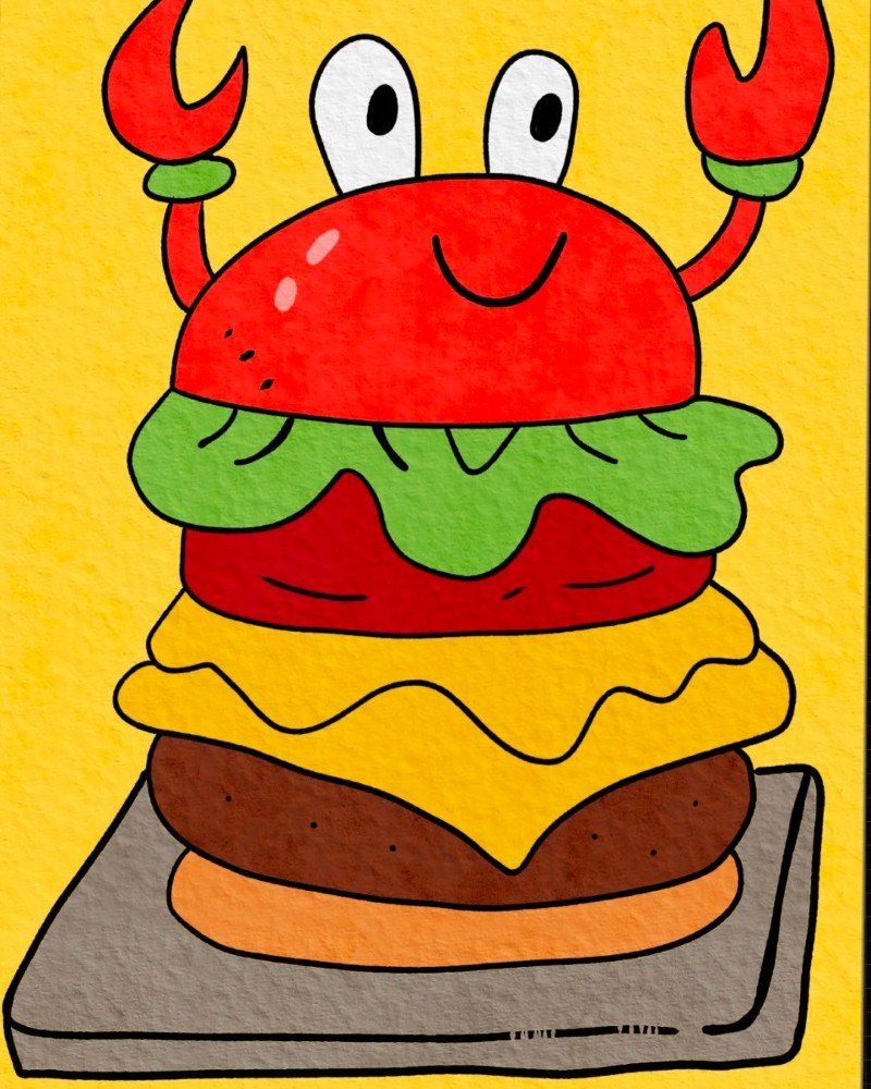 How to draw a burger step by step