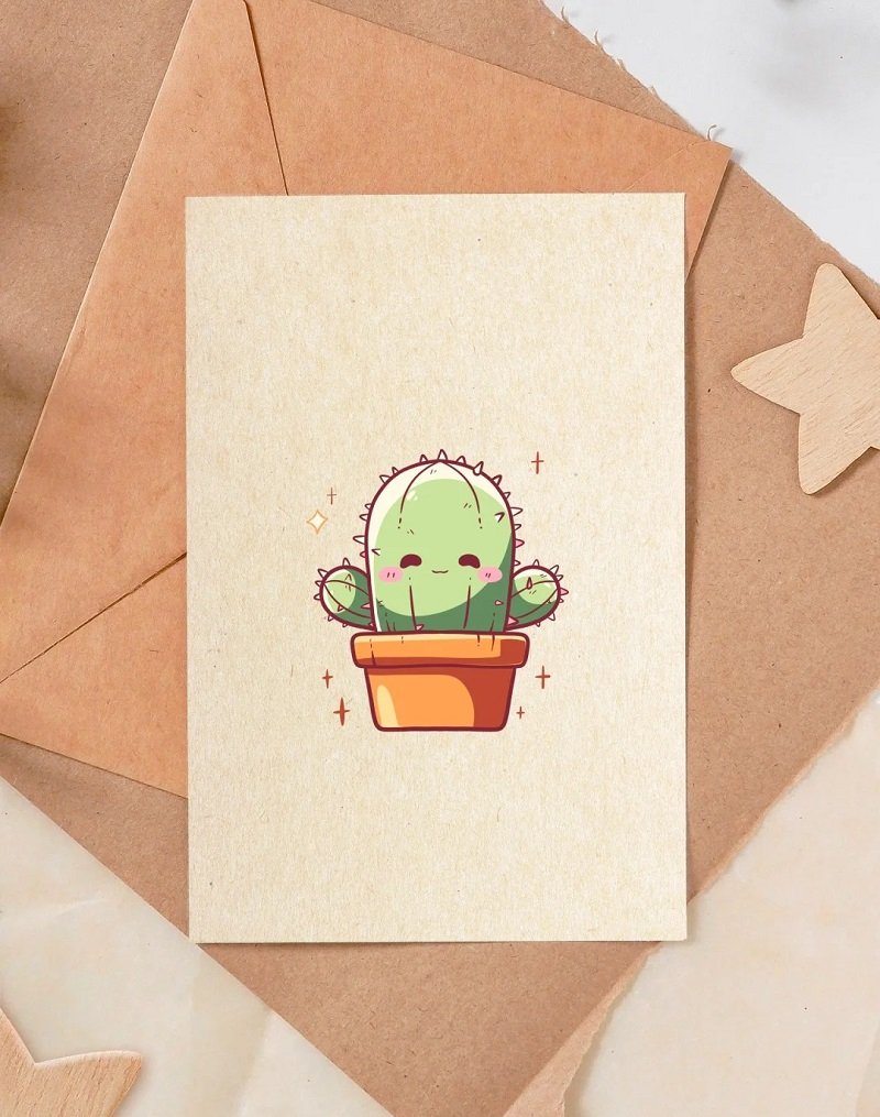 How to draw a cactus cute 