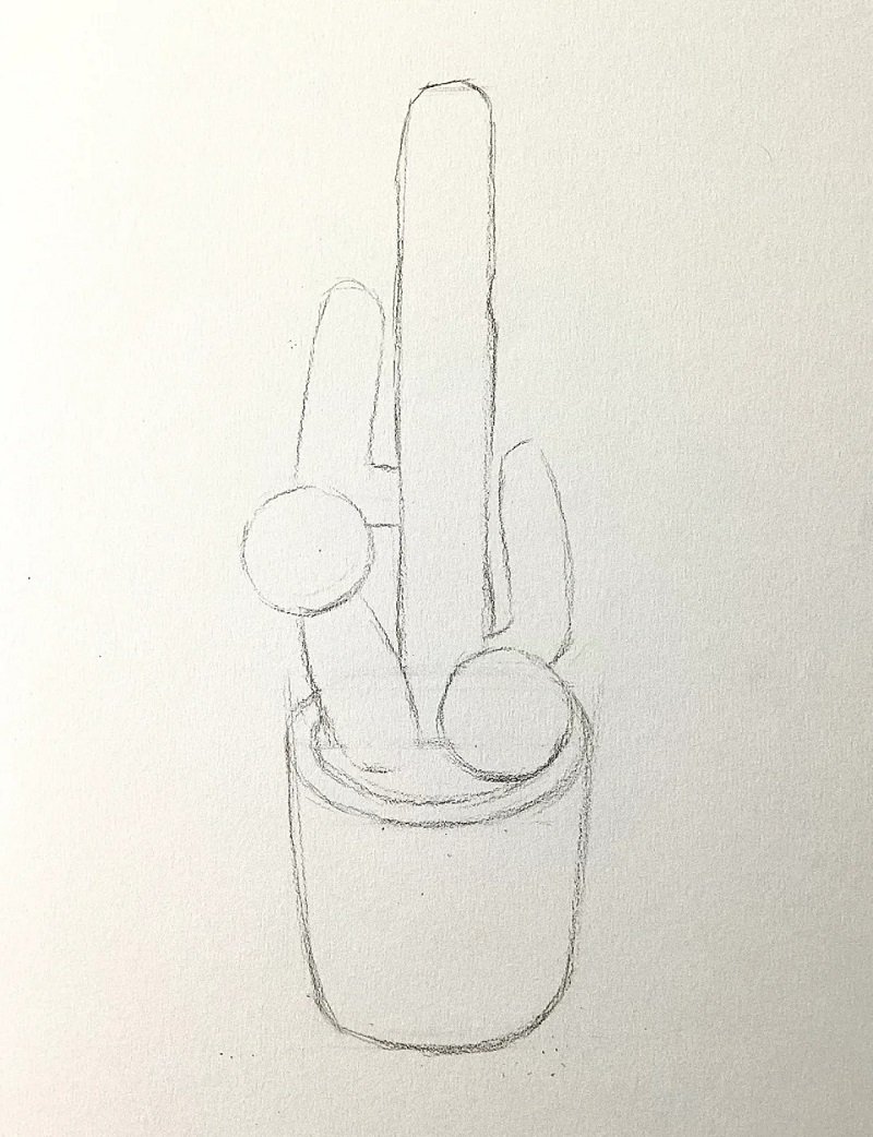 How to draw a cactus step by step 2