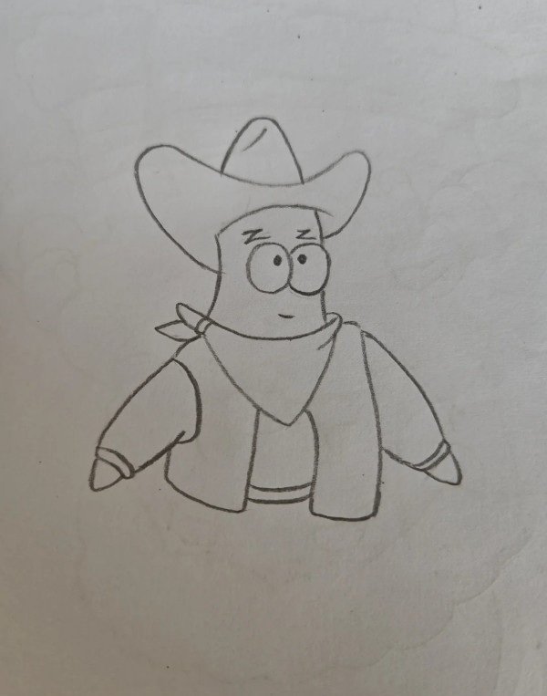 How to draw a cartoon cowboy hat 5