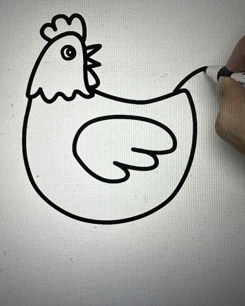 How to draw a cartoon hen 4
