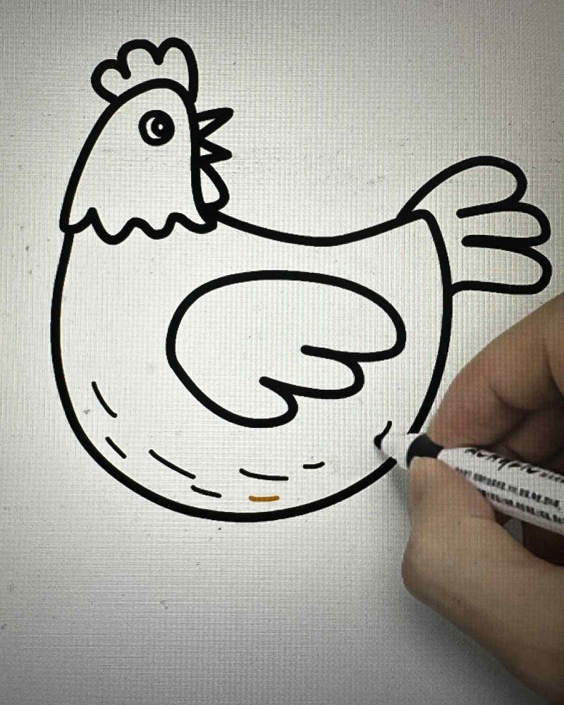 How to draw a cartoon hen 5