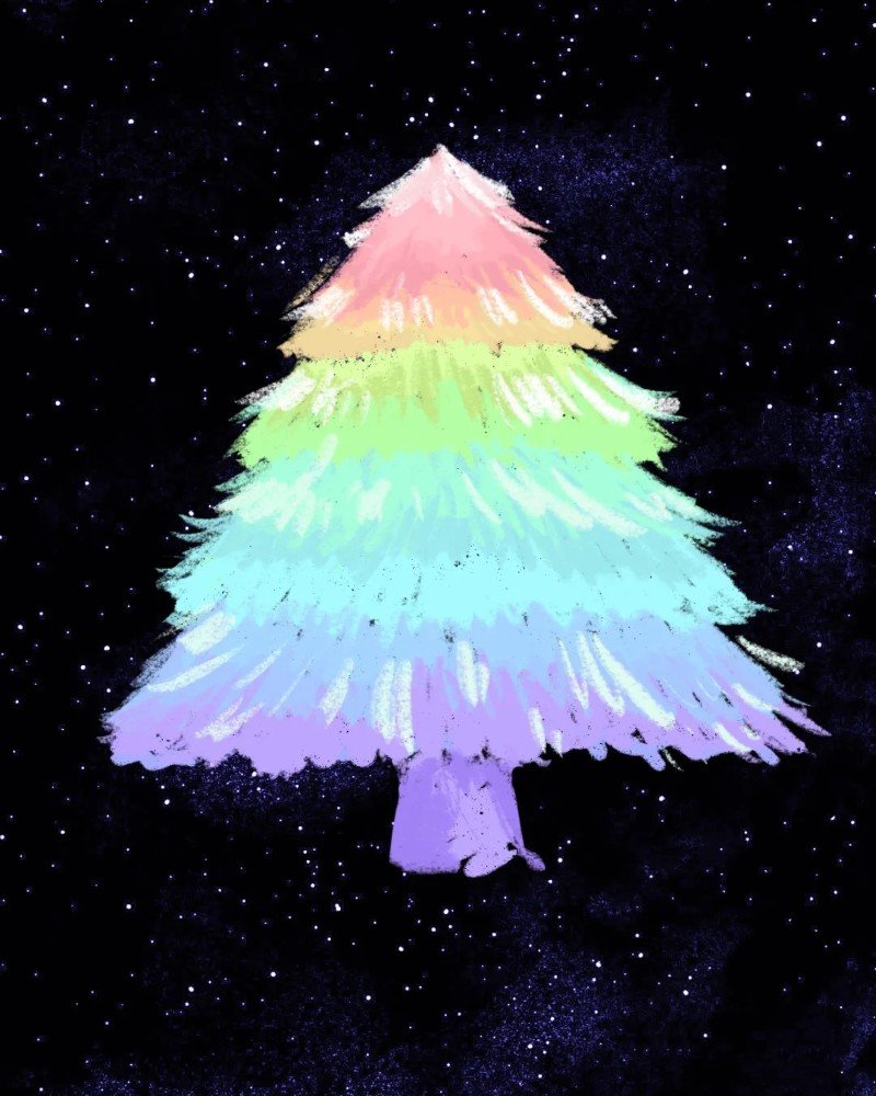 How to draw a cartoon pine tree 4