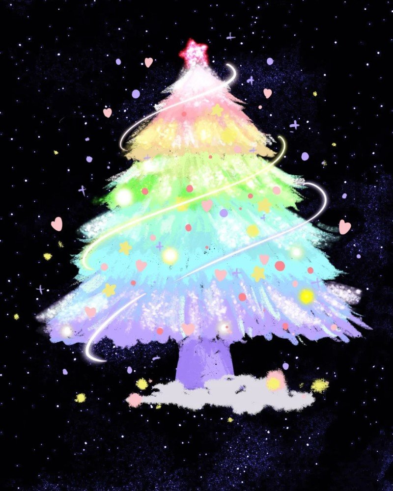 How to draw a cartoon pine tree 7