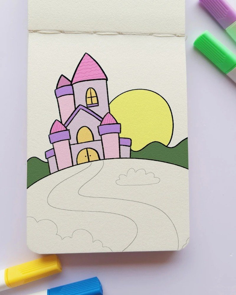 How to draw a castle for kids 2 
