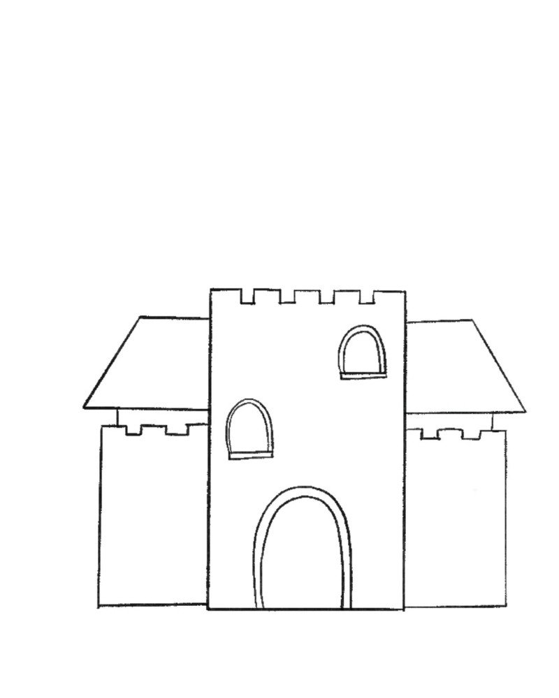 How to draw a castle step by step 4