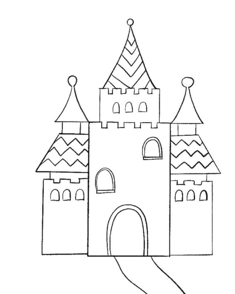 How to draw a castle step by step 9