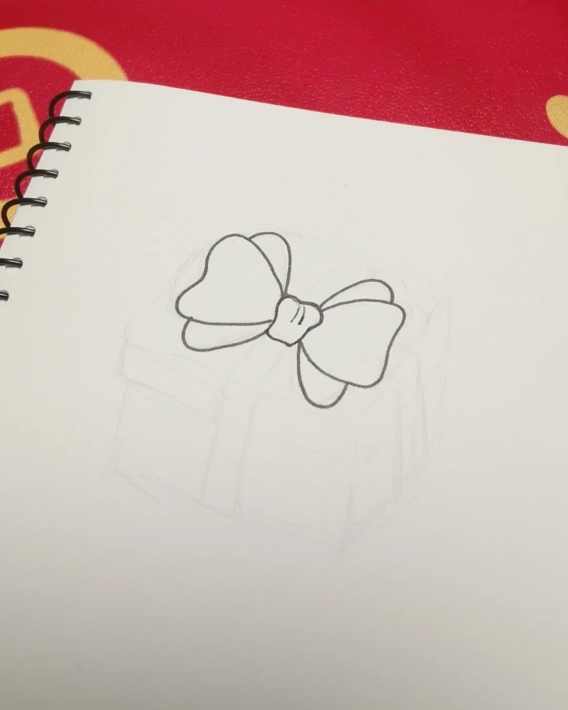 How to draw a christmas present 1