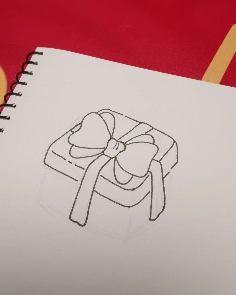 How to draw a christmas present 3