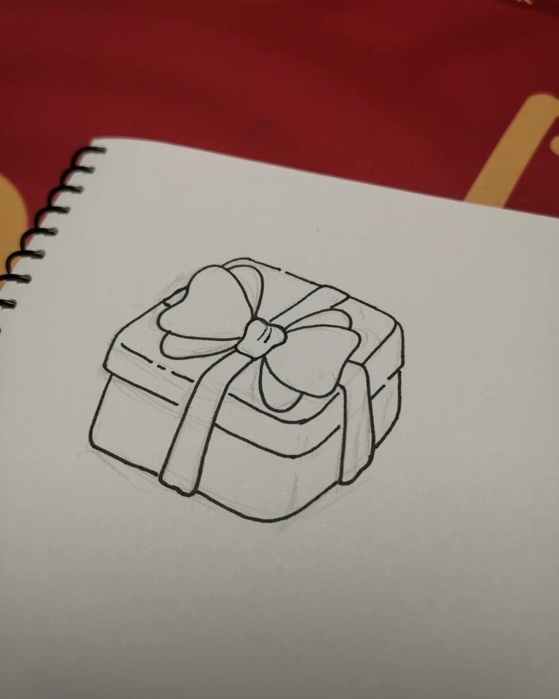 How to draw a christmas present 4