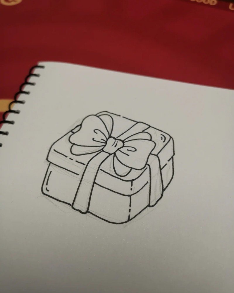 How to draw a christmas present 5