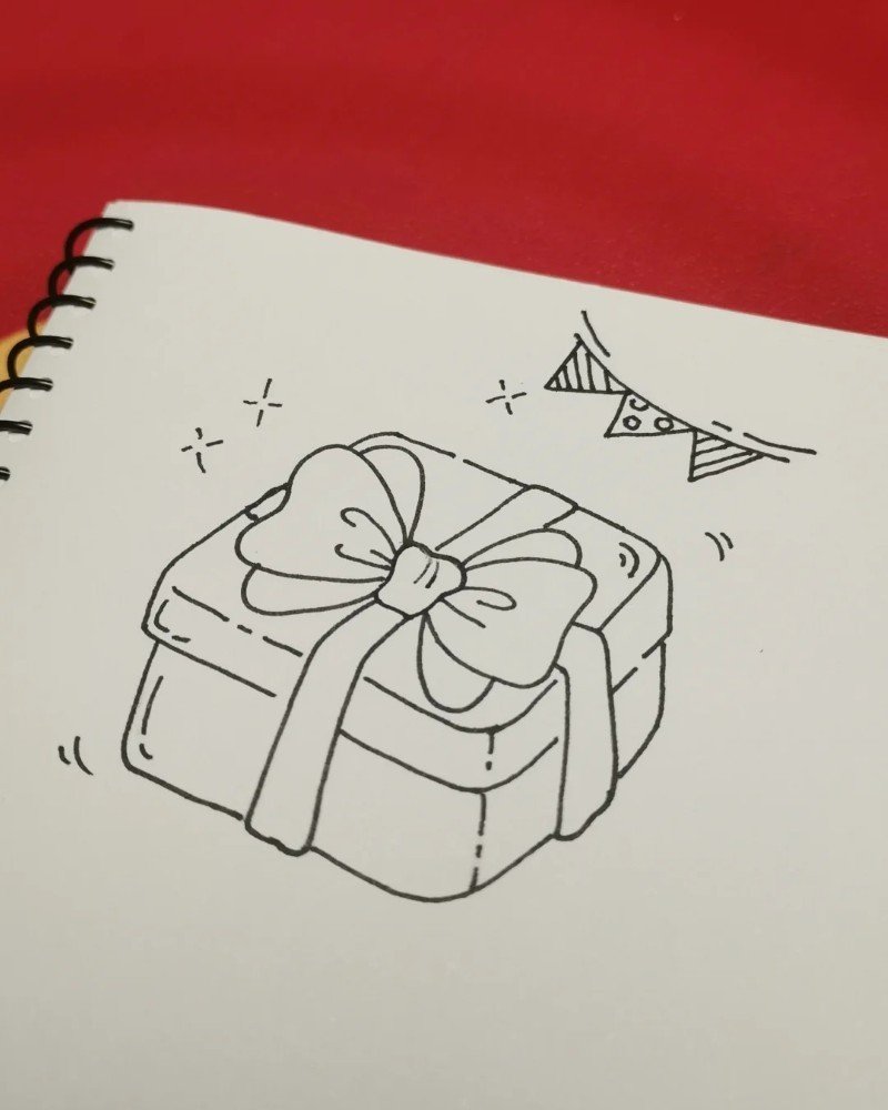 How to draw a christmas present