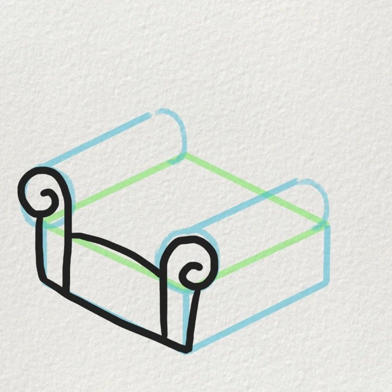 How to draw a couch easy step by ste 4
