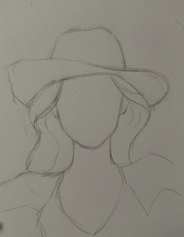 How to draw a cowboy hat step by step 1