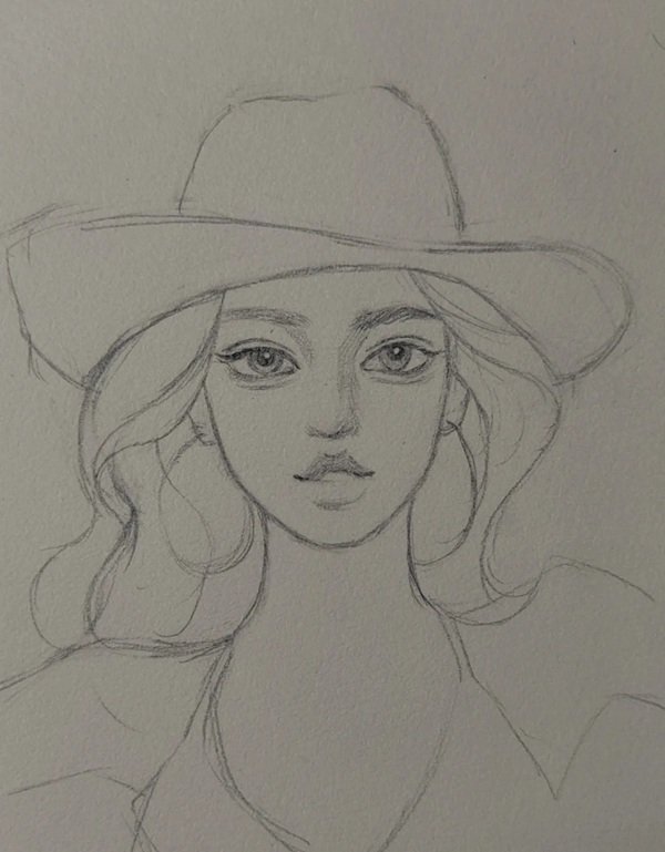 How to draw a cowboy hat step by step 3