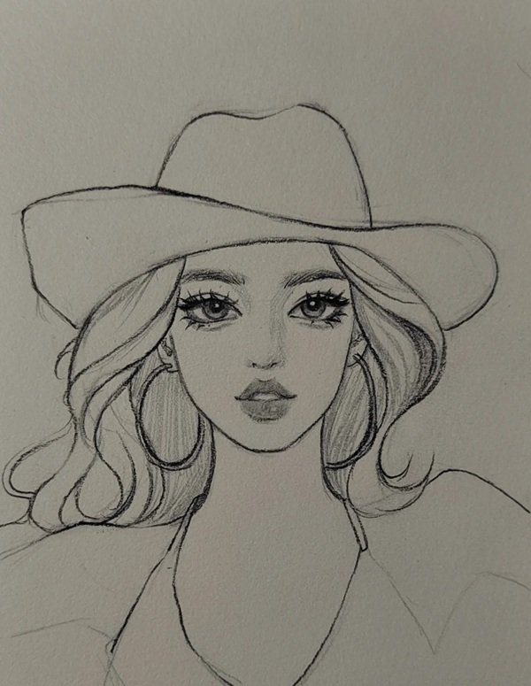 How to draw a cowboy hat step by step 5