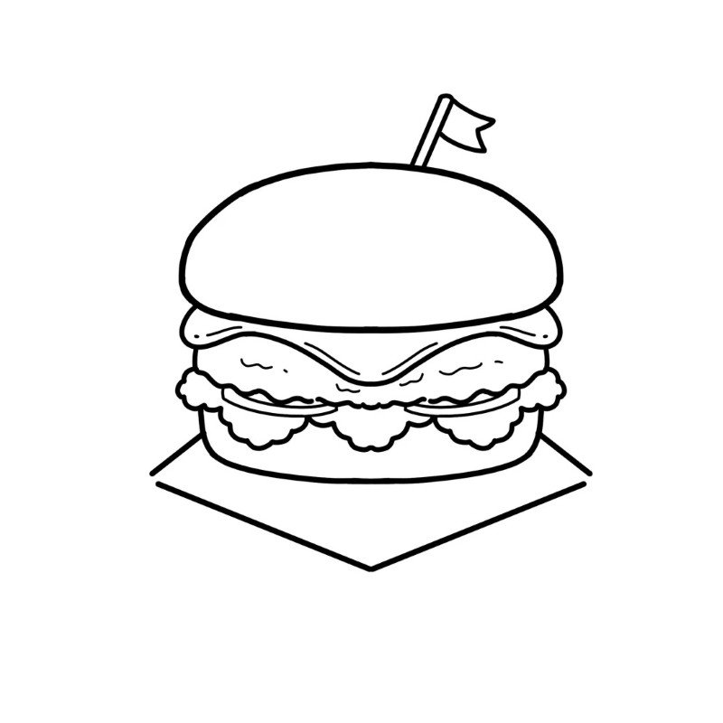 How to draw a cute burger 1