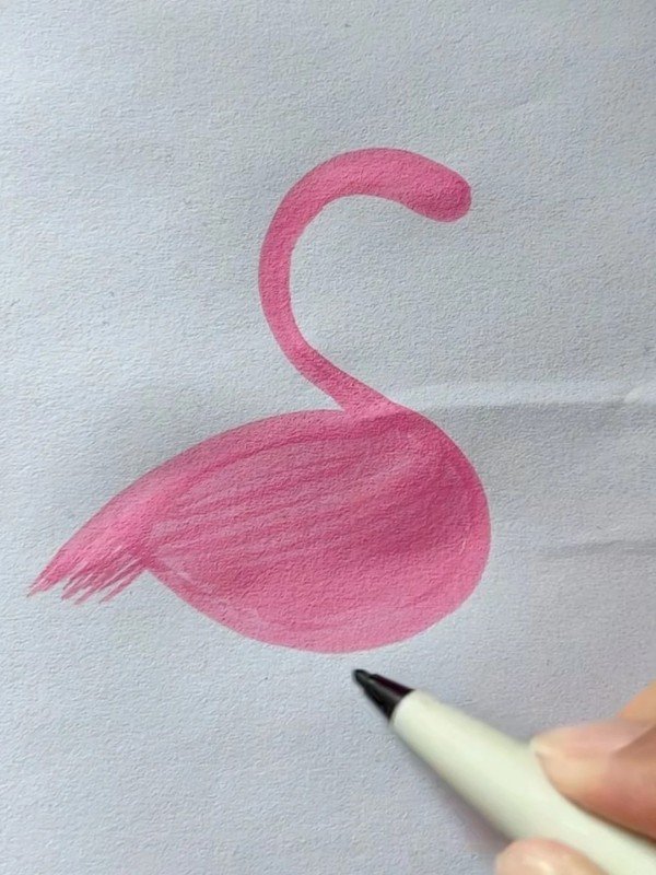 How to draw a cute flamingo 3