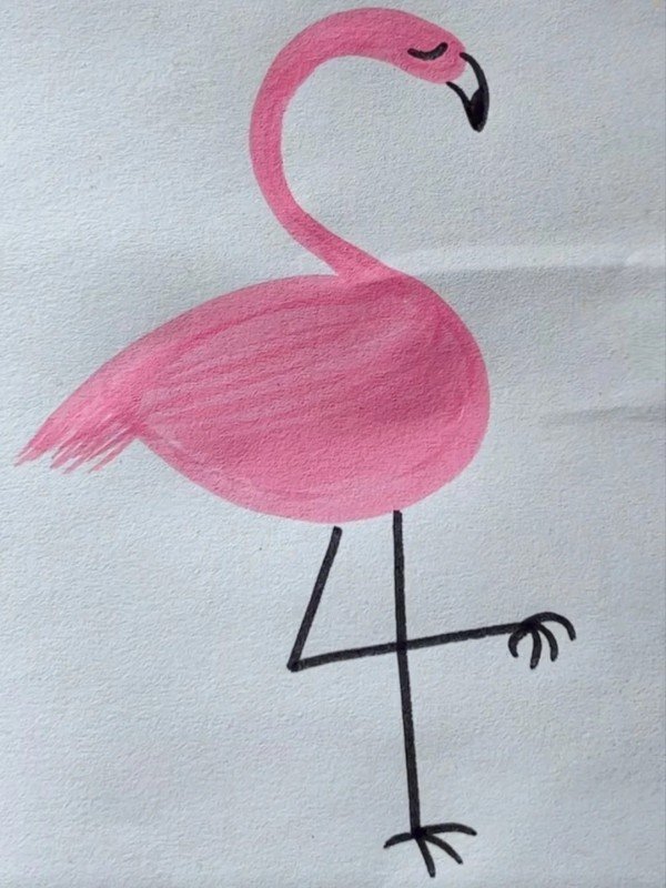 How to draw a cute flamingo
