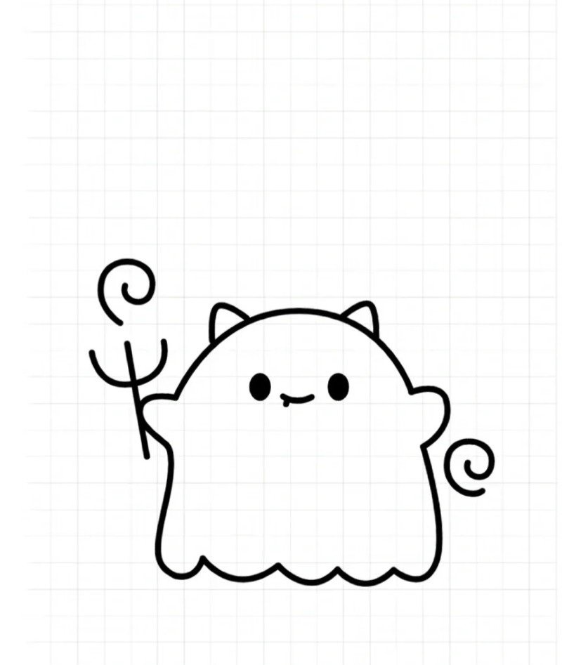 How to draw a cute ghost 6