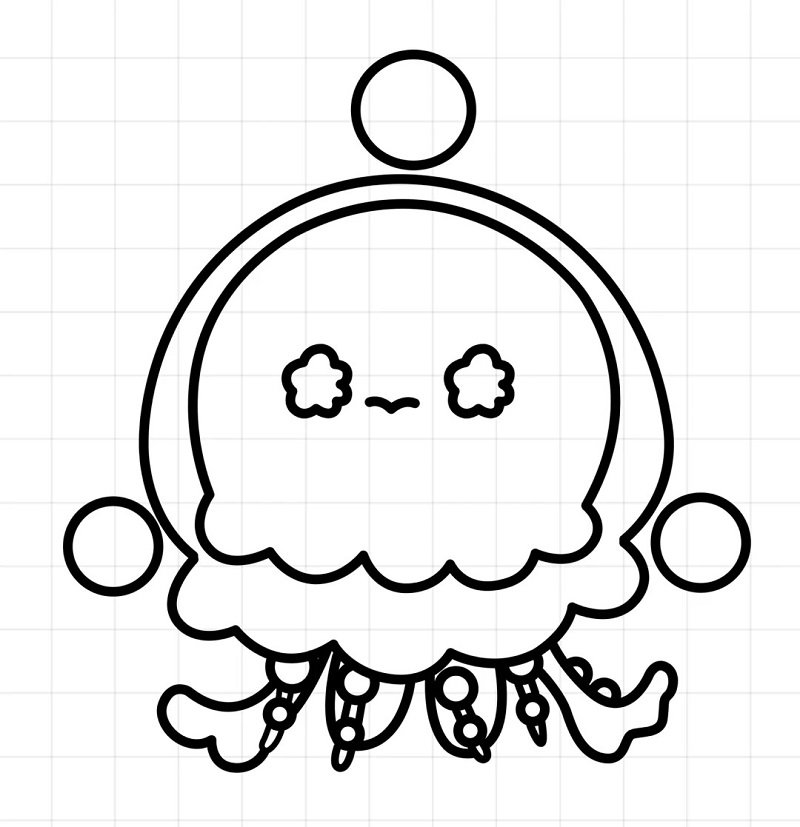 How to draw a cute jellyfish 6