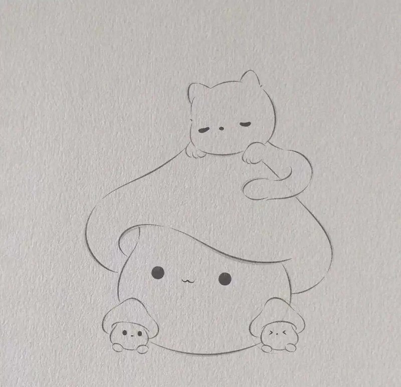 How to draw a cute mushroom 6