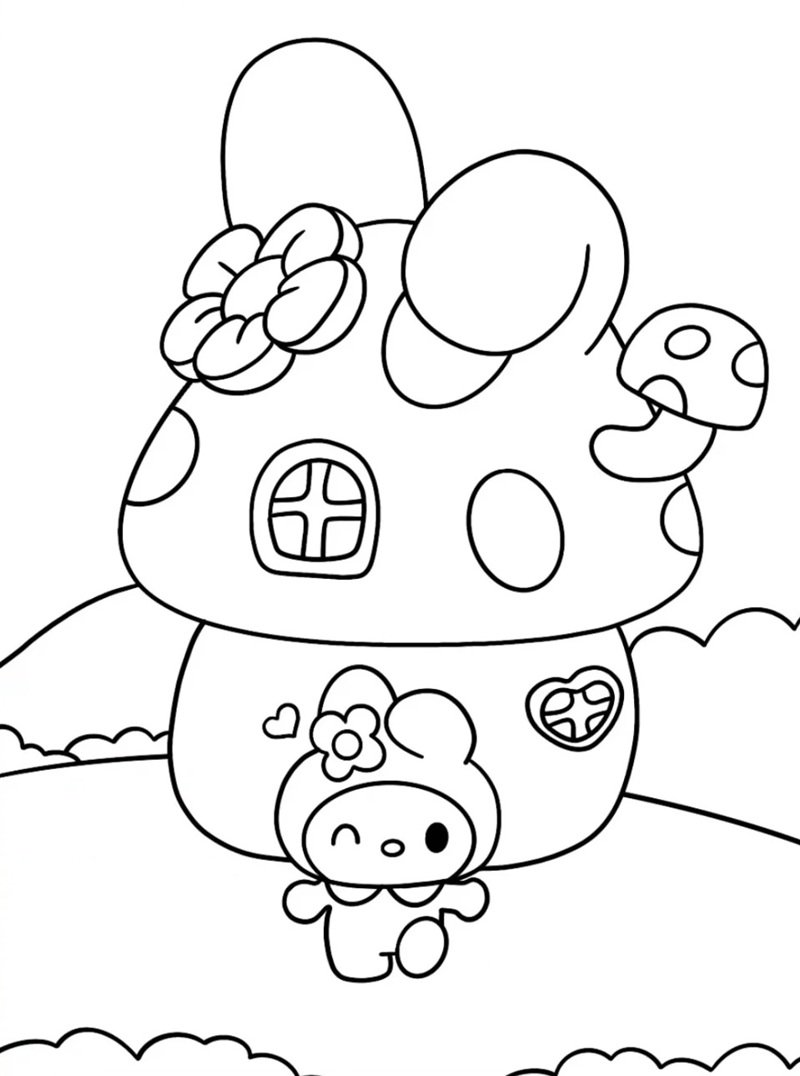 How to draw a cute mushroom house 3