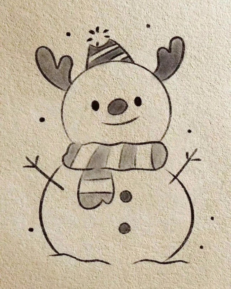 How to draw a cute snowman 