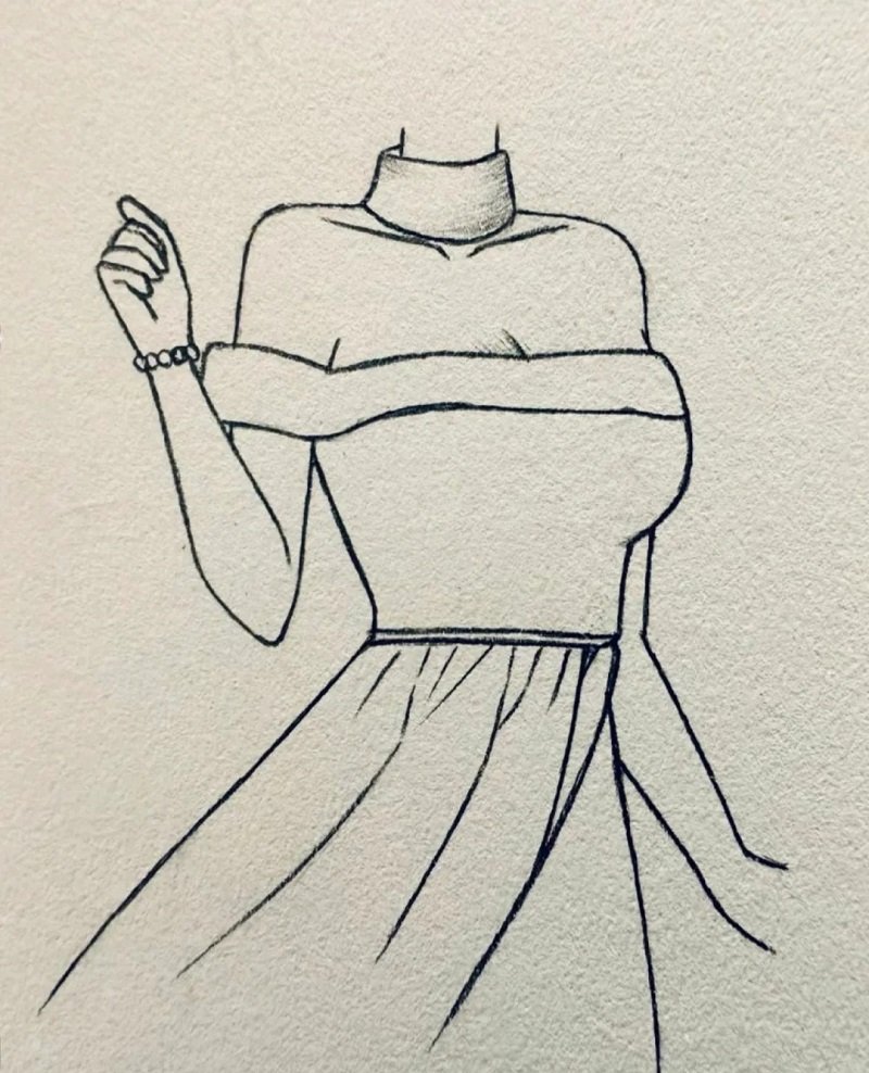 How to draw a dress easy 3